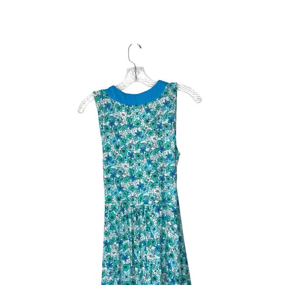 Land's End Maxi Dress Blue Floral Print Soft V-Neck Faux Wrap Cottagecore Small‎ - Picture 6 of 11